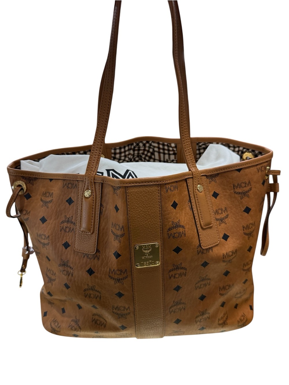 MCM Brown Visetos Monogram Leather Tote